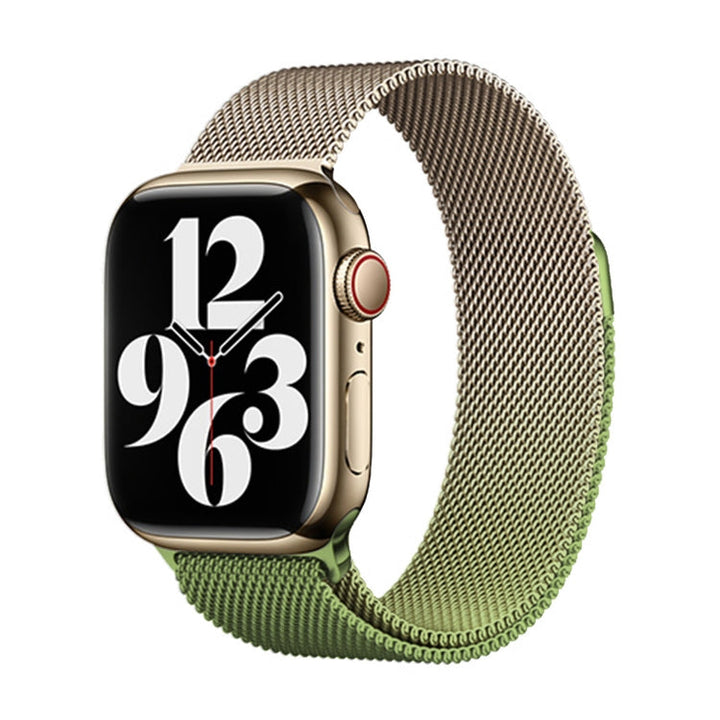 Lisslune | For Apple Watch Ultra 49mm Milan Gradient Loop Magnetic Buckle Bracelet (Gold Green)