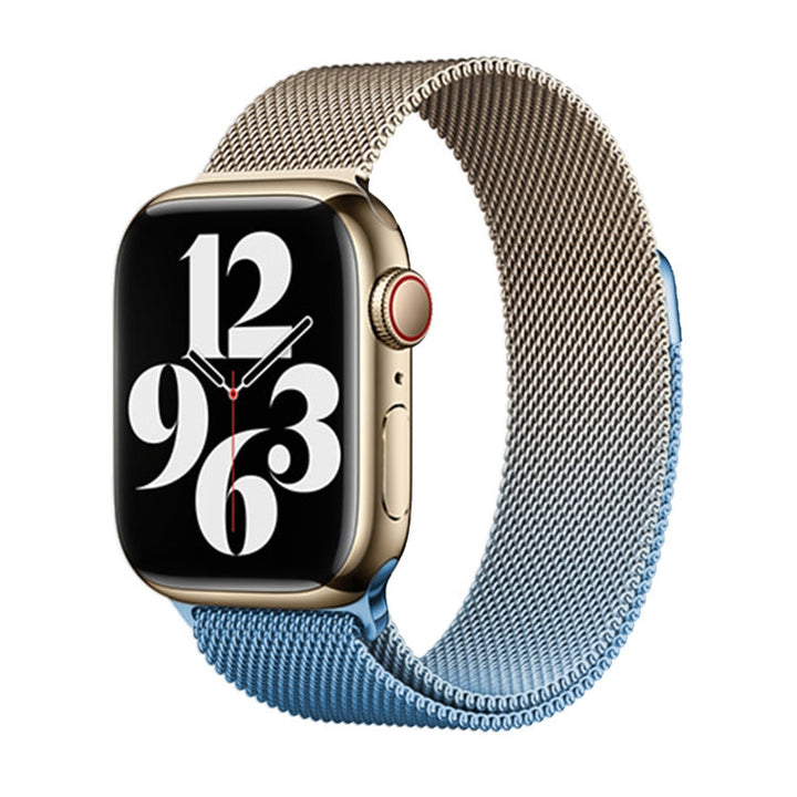 Lisslune | For Apple Watch Series 2 42mm Milan Gradient Loop Magnetic Buckle Watch Band (Gold Blue)