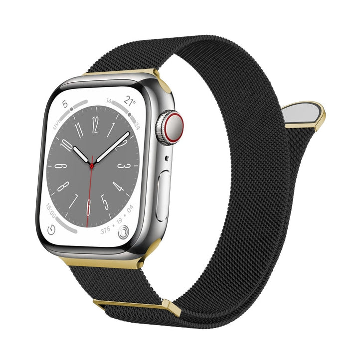 Lisslune | For Apple Watch Ultra 49mm Two-Color Milanese Loop Magnetic Bracelet (Black Gold)