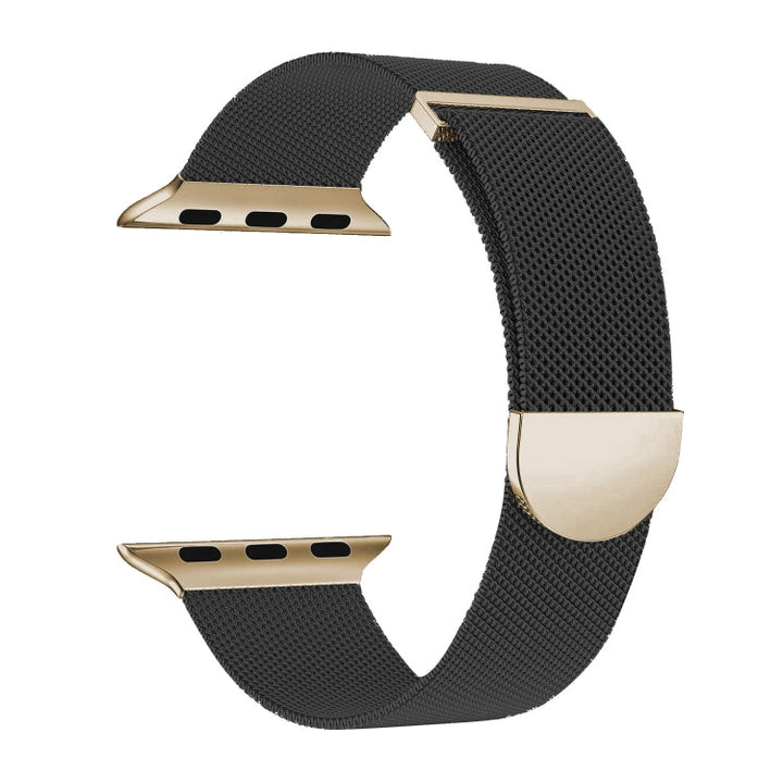 Lisslune | For Apple Watch Ultra 49mm Two-Color Milanese Loop Magnetic Bracelet (Black Gold)