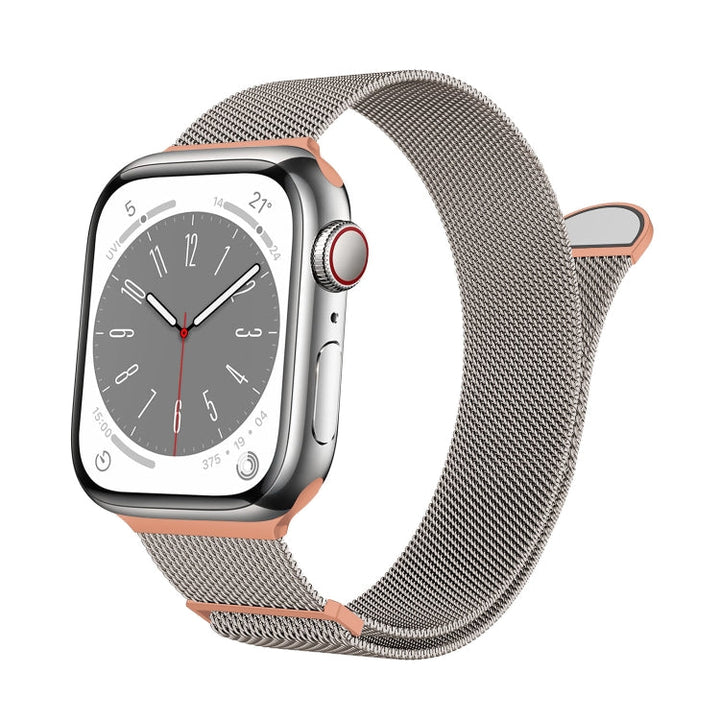 Lisslune | For Apple Watch Ultra 49mm Two-Tone Milanese Loop Magnetic Watch Band (Starlight Orange)