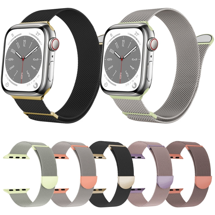 Lisslune | For Apple Watch Ultra 49mm Two-Tone Milanese Loop Magnetic Watch Band (Starlight Orange)