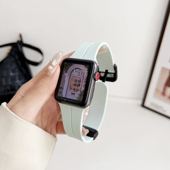 Lisslune | For Apple Watch Ultra 49mm Magnetic Square Buckle Silicone Watch Band (Sapphire Blue)