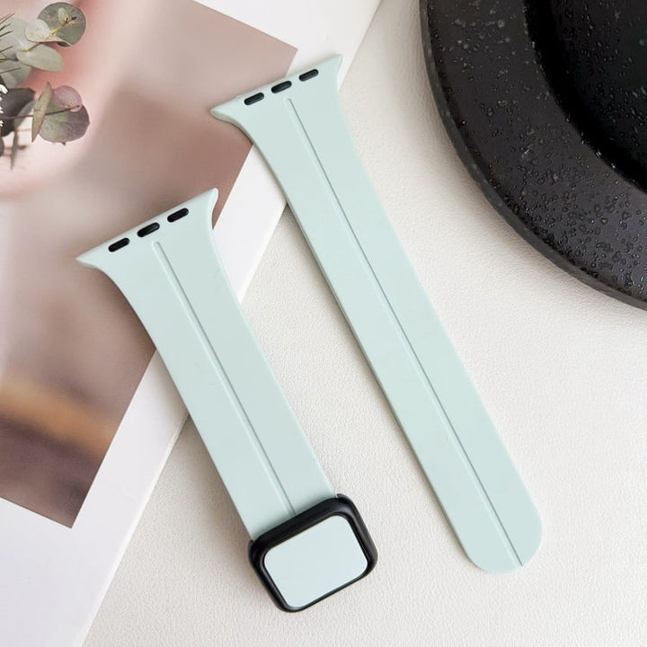 Lisslune | For Apple Watch Ultra 49mm Magnetic Square Buckle Silicone Watch Band (Sapphire Blue)
