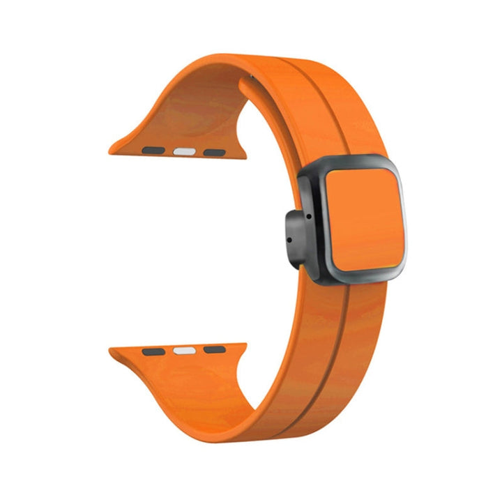 Lisslune | For Apple Watch Ultra 49mm Magnetic Square Buckle Silicone Watch Strap (Orange)