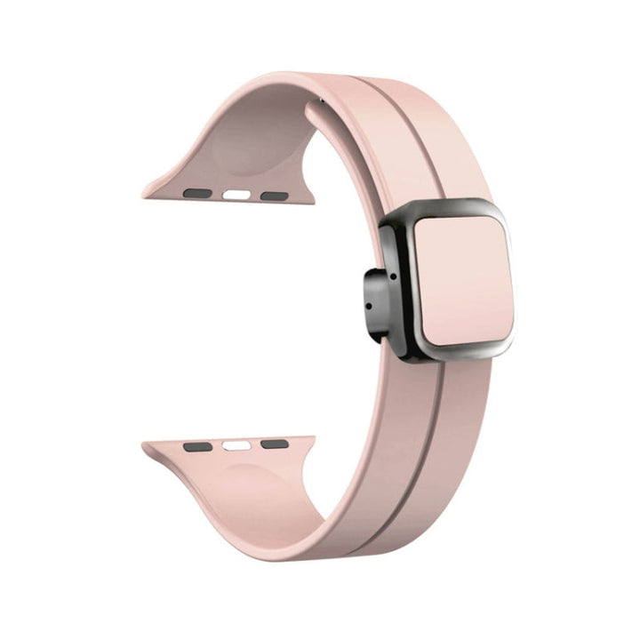 Lisslune | For Apple Watch Ultra 49mm Magnetic Square Buckle Silicone Watch Band (Sand Pink)