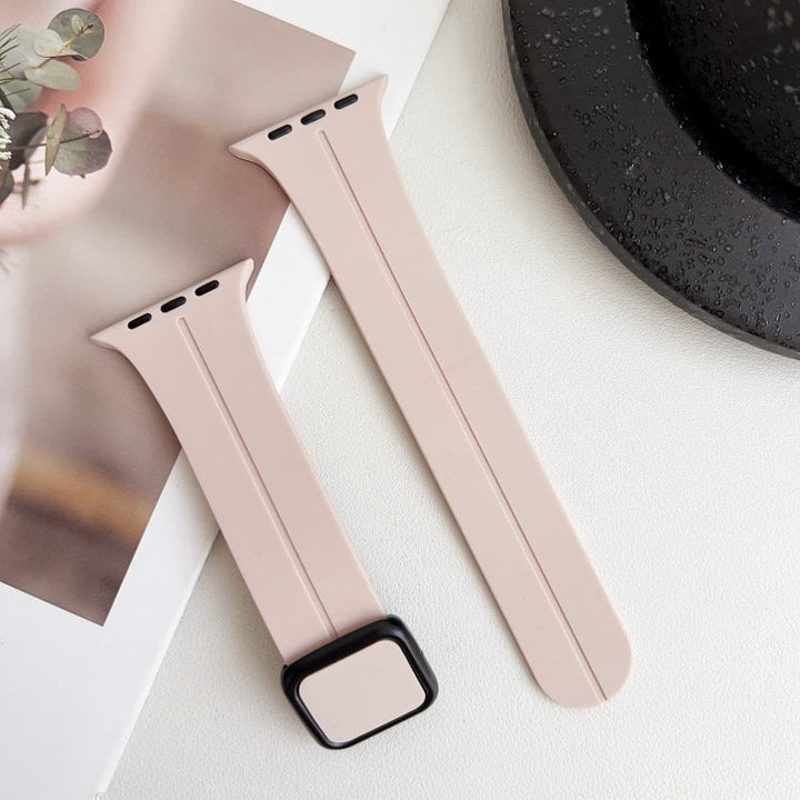 Lisslune | For Apple Watch Ultra 49mm Magnetic Square Buckle Silicone Watch Band (Sand Pink)