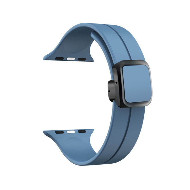Lisslune | For Apple Watch Ultra 49mm Magnetic Square Buckle Silicone Watch Band (Blue)