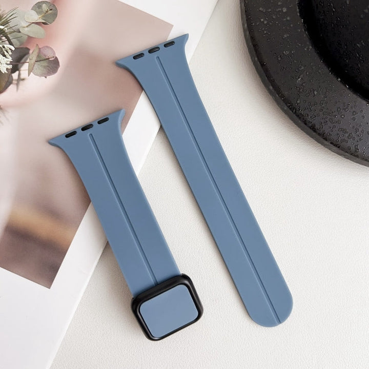 Lisslune | For Apple Watch Ultra 49mm Magnetic Square Buckle Silicone Watch Band (Blue)
