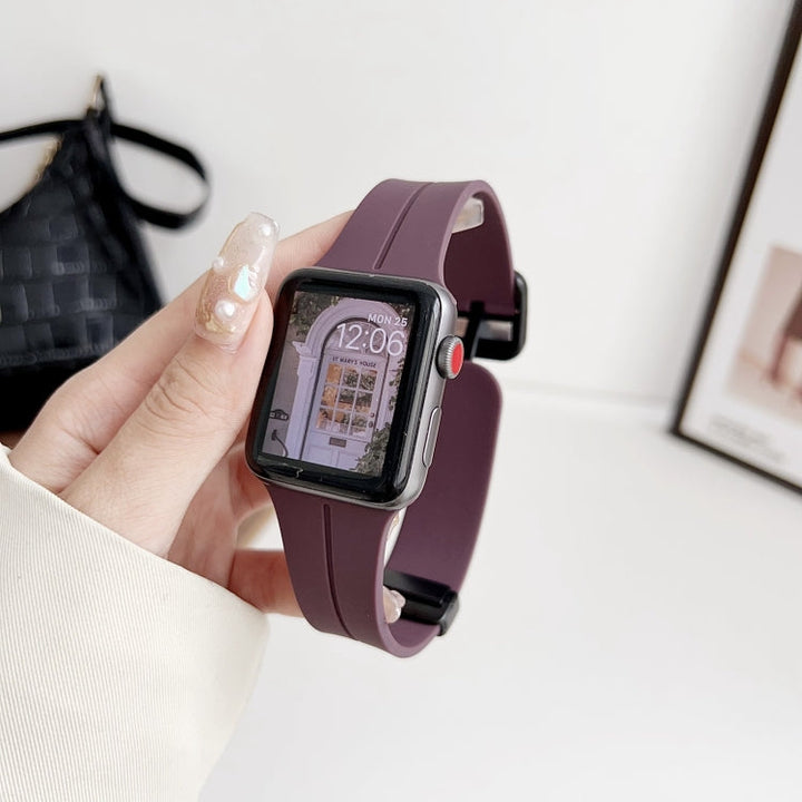 Lisslune | For Apple Watch Ultra 49mm Magnetic Square Buckle Silicone Watch Band (Fruit Purple)