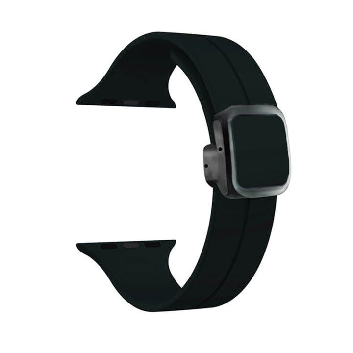 Lisslune | For Apple Watch Ultra 49mm Magnetic Square Buckle Silicone Watch Strap (Black)