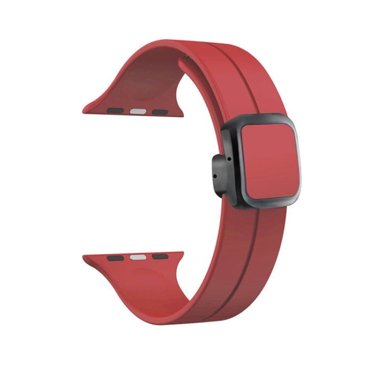 Lisslune | For Apple Watch Ultra 49mm Magnetic Square Buckle Silicone Watch Band (Red)