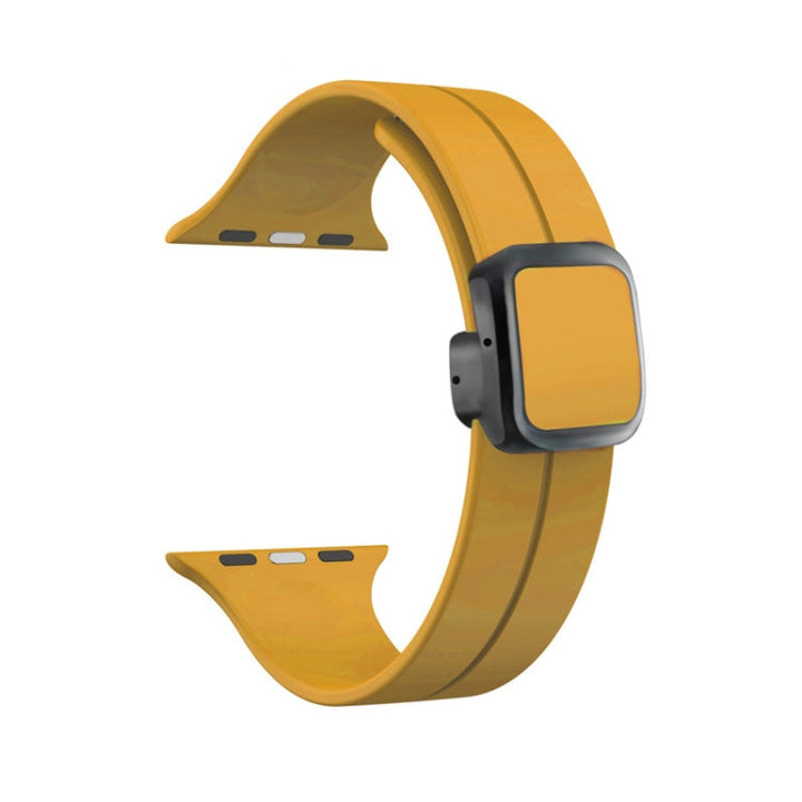 Lisslune | For Apple Watch Ultra 49mm Magnetic Square Buckle Silicone Watch Strap (Yellow)