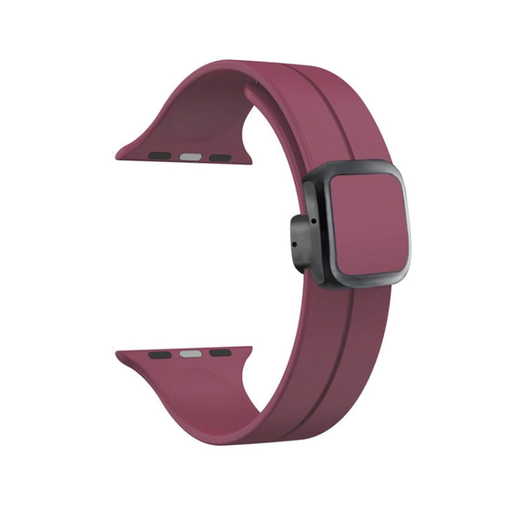 Lisslune | For Apple Watch Ultra 49mm Magnetic Square Buckle Silicone Band (Burgundy)