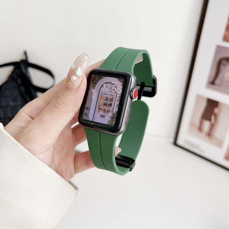Lisslune | For Apple Watch Ultra 49mm Magnetic Square Buckle Silicone Watch Strap (Alfalfa)