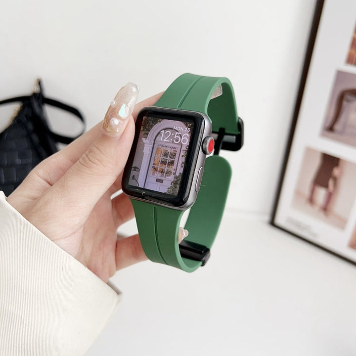 Lisslune | For Apple Watch Ultra 49mm Magnetic Square Buckle Silicone Watch Strap (Alfalfa)