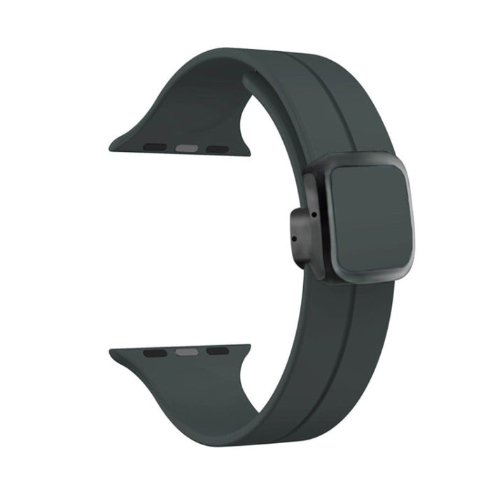 Lisslune | For Apple Watch Ultra 49mm Magnetic Square Buckle Silicone Watch Band (Dark Gray)