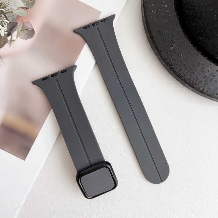 Lisslune | For Apple Watch Ultra 49mm Magnetic Square Buckle Silicone Watch Band (Dark Gray)