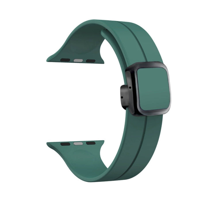 Lisslune | For Apple Watch Ultra 49mm Magnetic Square Buckle Silicone Watch Strap (Pine Green)