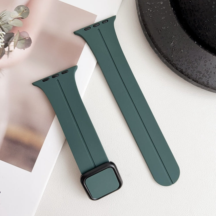 Lisslune | For Apple Watch Ultra 49mm Magnetic Square Buckle Silicone Watch Strap (Pine Green)