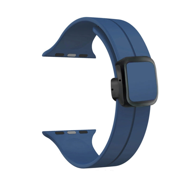 Lisslune | For Apple Watch Ultra 49mm Magnetic Square Buckle Silicone Watch Band (Midnight Blue)