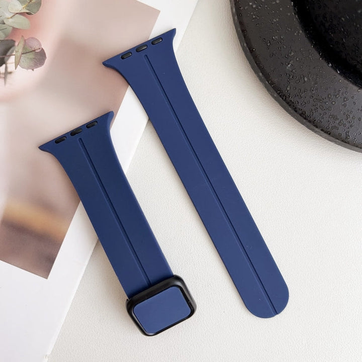 Lisslune | For Apple Watch Ultra 49mm Magnetic Square Buckle Silicone Watch Band (Midnight Blue)