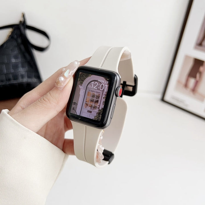 Lisslune | For Apple Watch Ultra 49mm Magnetic Square Buckle Silicone Band (Starlight)