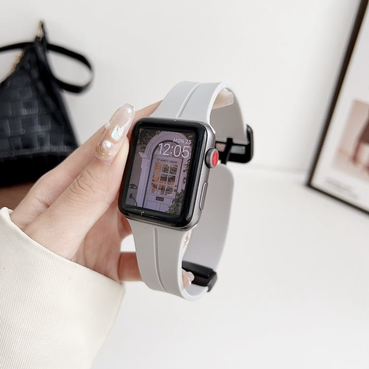 Lisslune | For Apple Watch Ultra 49mm Magnetic Square Buckle Silicone Watch Strap (Cloud Gray)