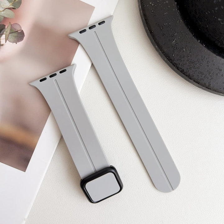 Lisslune | For Apple Watch Ultra 49mm Magnetic Square Buckle Silicone Watch Strap (Cloud Gray)