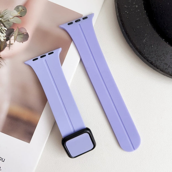 Lisslune | For Apple Watch Ultra 49 mm Magnetic Square Buckle Silicone Strap (Lilac)