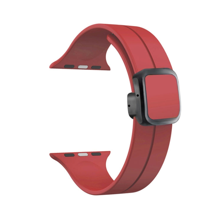 Lisslune | For Apple Watch SE 2022 40mm Magnetic Square Buckle Silicone Watch Band (Red)
