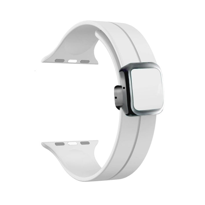 Lisslune | For Apple Watch SE 40mm Magnetic Square Buckle Silicone Watch Band (White)