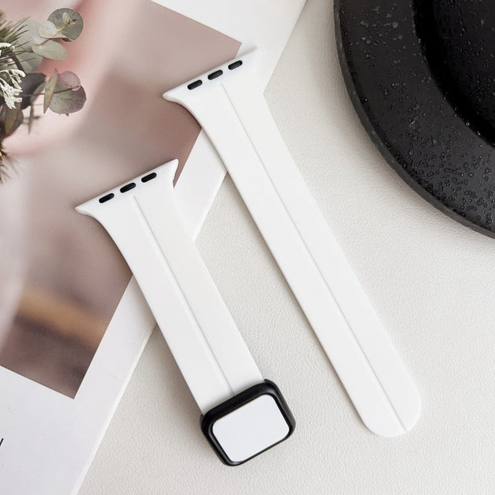Lisslune | For Apple Watch SE 40mm Magnetic Square Buckle Silicone Watch Band (White)