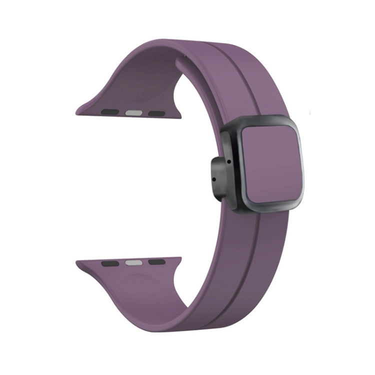 Lisslune | For Apple Watch SE 44mm Magnetic Square Buckle Silicone Band (Fruit Purple)