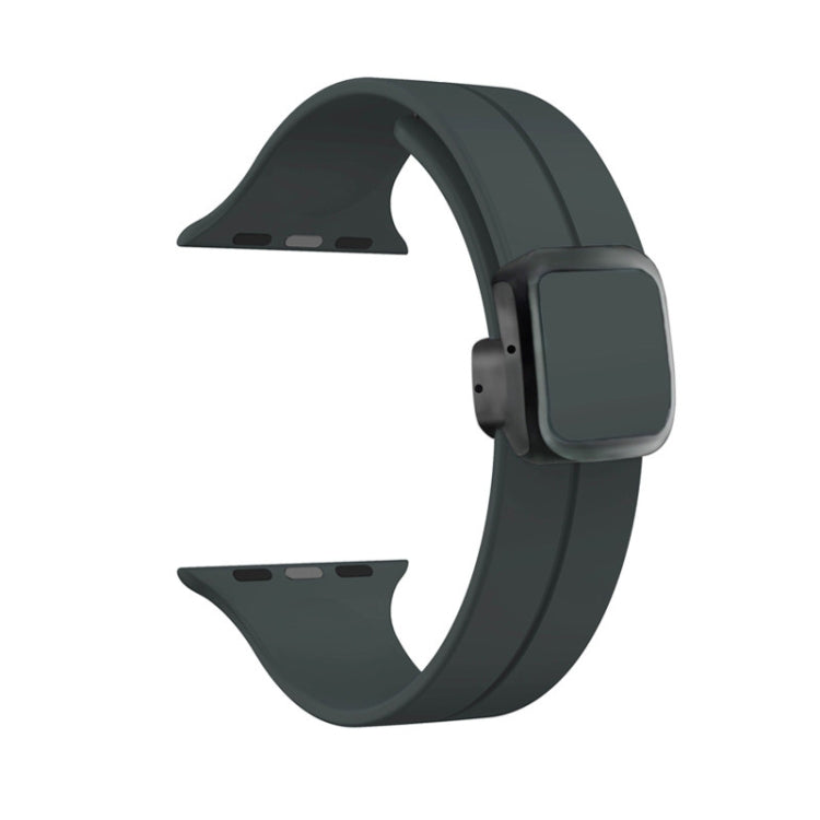 Lisslune | For Apple Watch 42mm Magnetic Square Buckle Silicone Watch Band (Dark Gray)