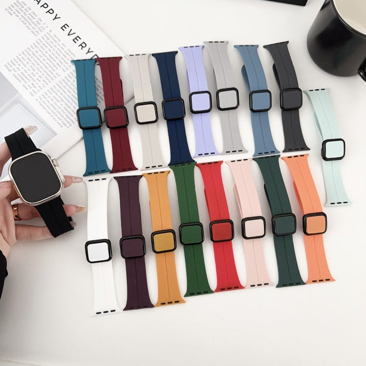 Lisslune | For Apple Watch Ultra 49mm Magnetic Square Buckle Silicone Band (Starlight)