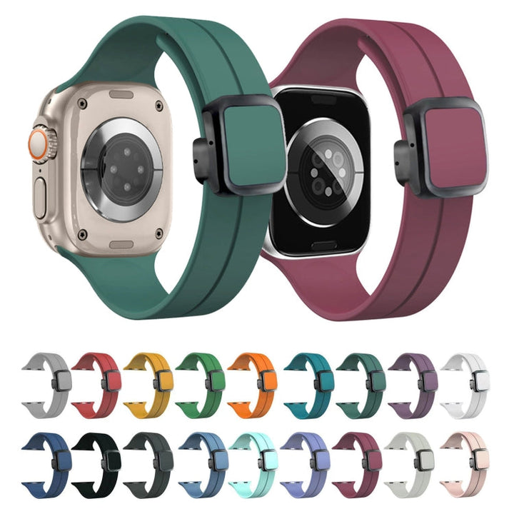Lisslune | For Apple Watch Ultra 49mm Magnetic Square Buckle Silicone Watch Strap (Alfalfa)
