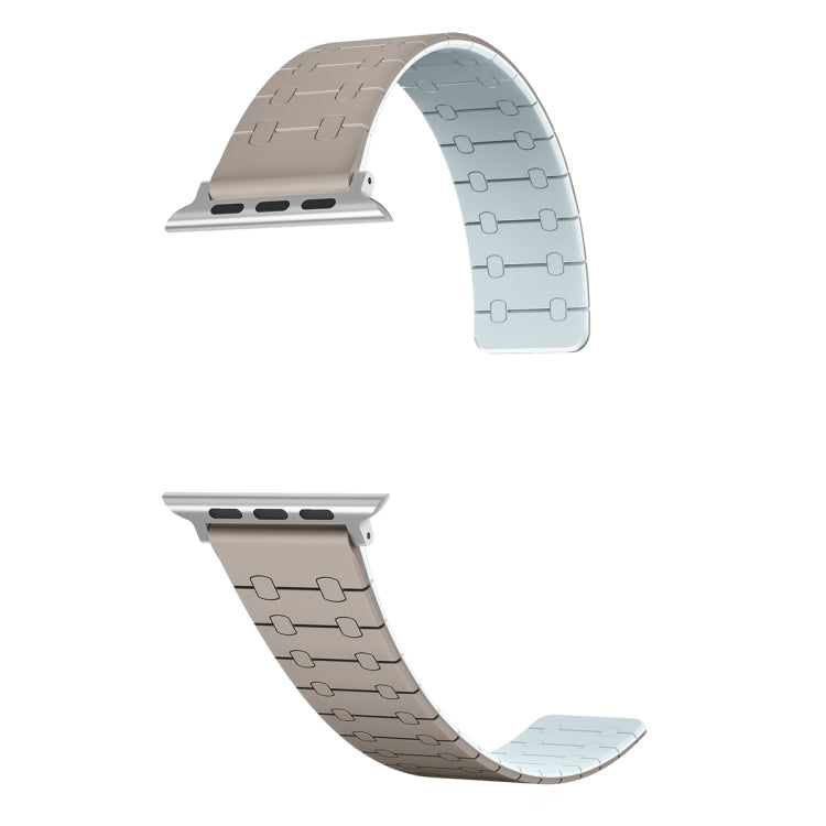 Lisslune | For Apple Watch Ultra 49mm Two-Color Loop Magnetic Silicone Watch Band (Khaki+Light Green)