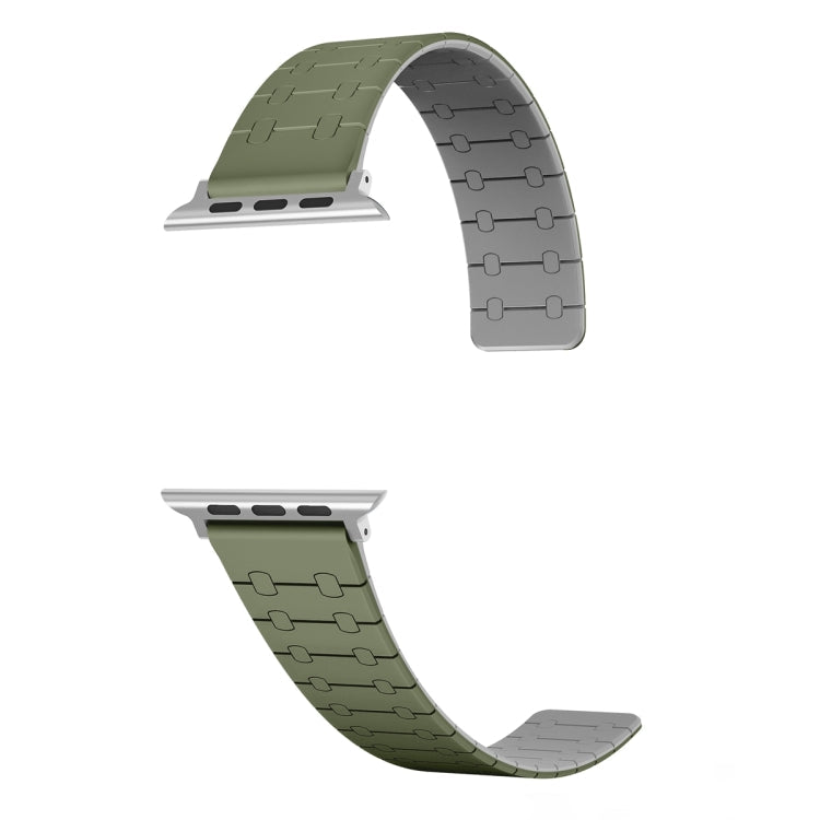 Lisslune | For Apple Watch Ultra 49mm Two-Color Loop Magnetic Silicone Watch Band (Green+Grey)