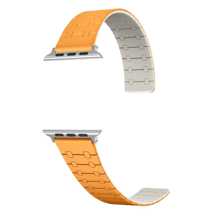 Lisslune | For Apple Watch Ultra 49mm Two Color Loop Magnetic Silicone Watch Strap (Orange+Starlight)
