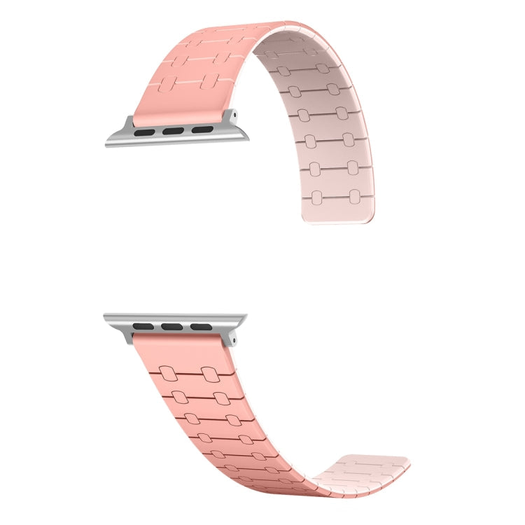 Lisslune | For Apple Watch Ultra 49mm Two Color Loop Magnetic Silicone Watch Band (Peach+Light Pink)