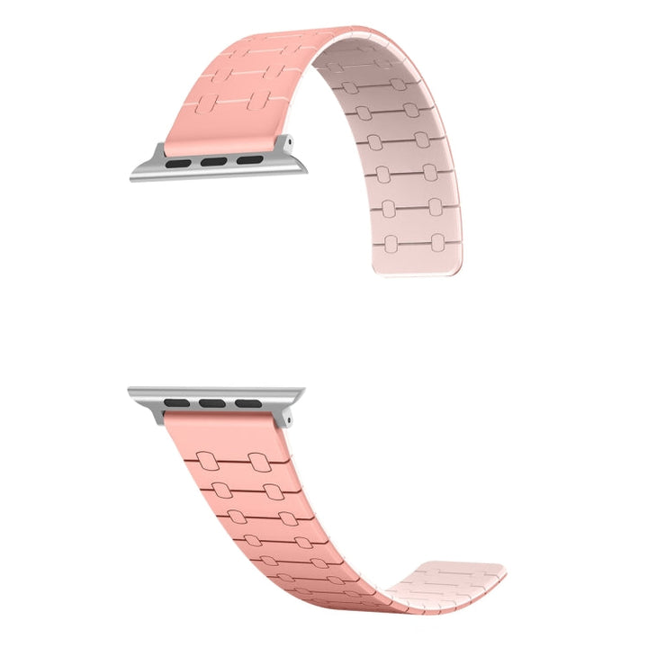 Lisslune | For Apple Watch Ultra 49mm Two Color Loop Magnetic Silicone Watch Band (Peach+Light Pink)
