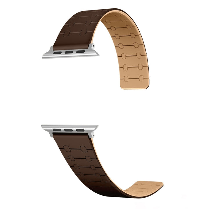 Lisslune | For Apple Watch Ultra 49 mm Two Colors Loop Magnetic Silicone Watch Band (Dark Brown + Light Brown)