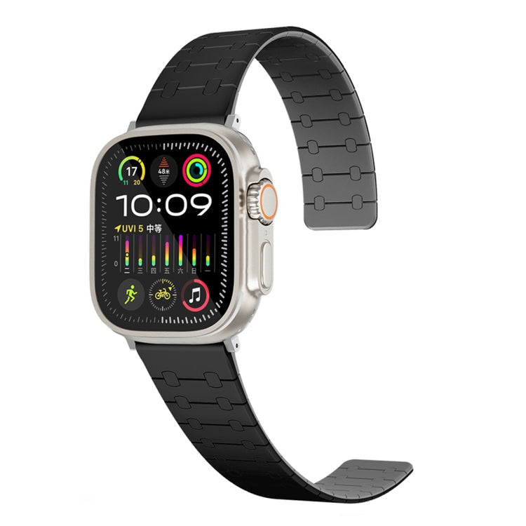 Lisslune | For Apple Watch SE 44mm Two-Color Loop Magnetic Silicone Watch Strap (Black+Gray)