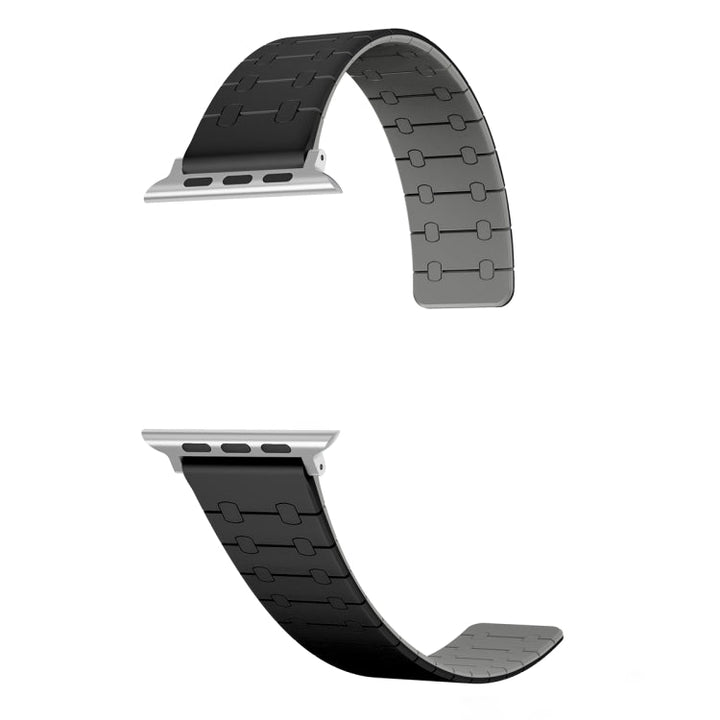 Lisslune | For Apple Watch Series 2 38mm Two-Color Loop Magnetic Silicone Watch Band (Black+Gray)