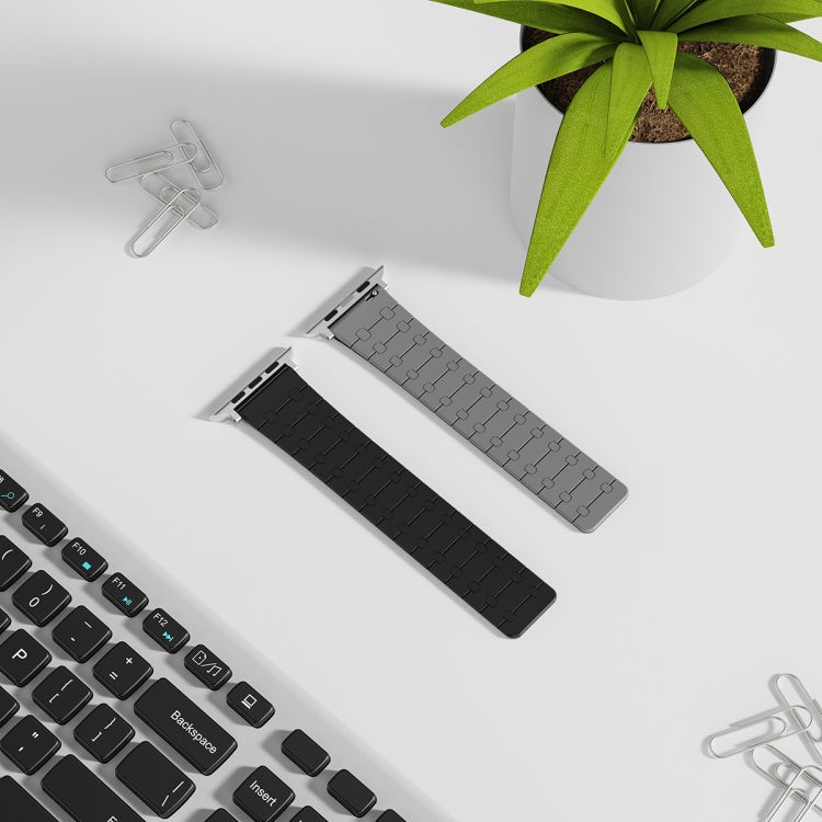 Lisslune | For Apple Watch Series 2 38mm Two-Color Loop Magnetic Silicone Watch Band (Black+Gray)
