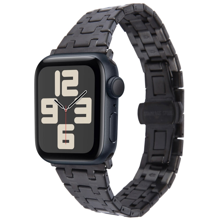Lisslune | For Apple Watch SE 2023 44mm Double T Stainless Steel Bracelet (Black)