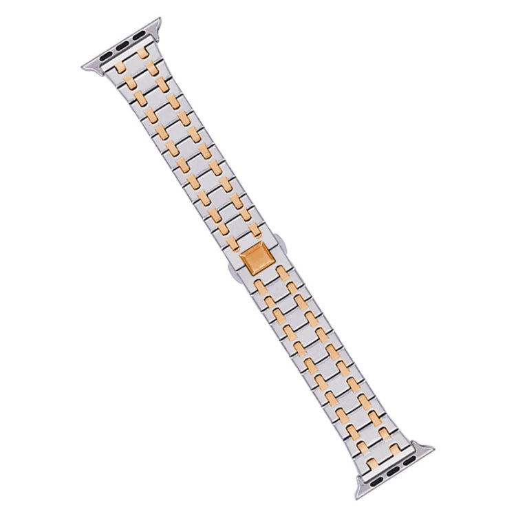 Lisslune | For Apple Watch SE 2023 40mm Double T Stainless Steel Band (Silver Rose Gold)