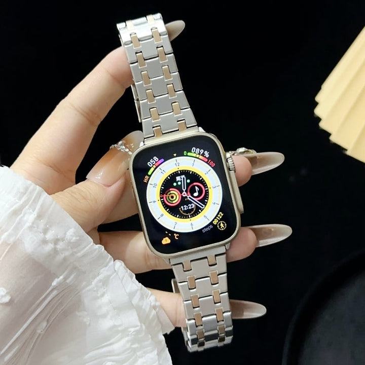 Lisslune | For Apple Watch SE 2023 40mm Double T Stainless Steel Band (Silver Rose Gold)