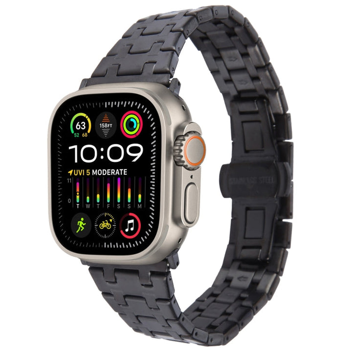 Lisslune | For Apple Watch Ultra 2 49 mm Double-T Stainless Steel Bracelet (Black)